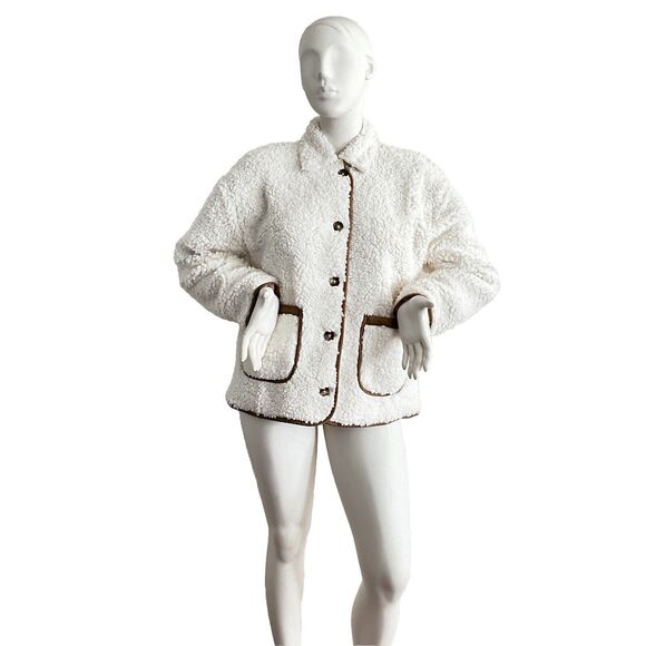J. Crew Faux Sherpa Long Sleeve Barn Jacket Ivory L - Picture 7 of 14